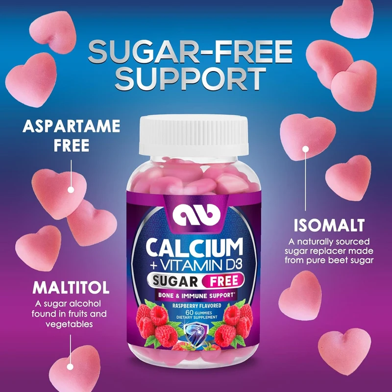 

Sugar free calcium gummies Bites Plus 400 IU Vitamin D3, bone health and immune support, supporting bone strength - non GMO