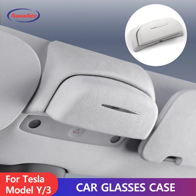 

Car Sun Visor Sunglasses Holder Auto Eyeglasses Organizer Box for Model Y Model 3 Highland Car Suede ABS Interior Accessories