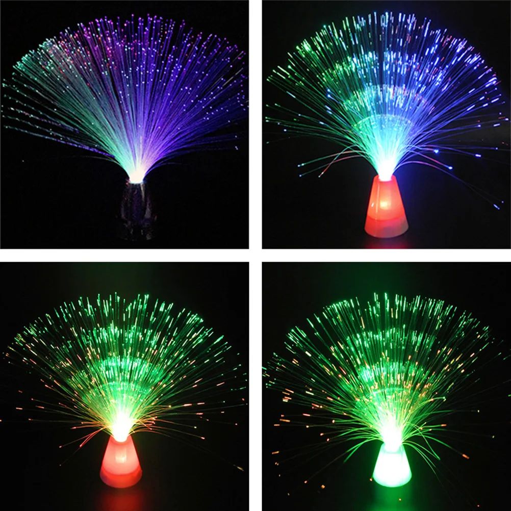 

4Pcs LED Fiber Optic Lamp Colorful Glowing Lights Christmas Party Favor Decoration Not Included Fiber Optic Lamp