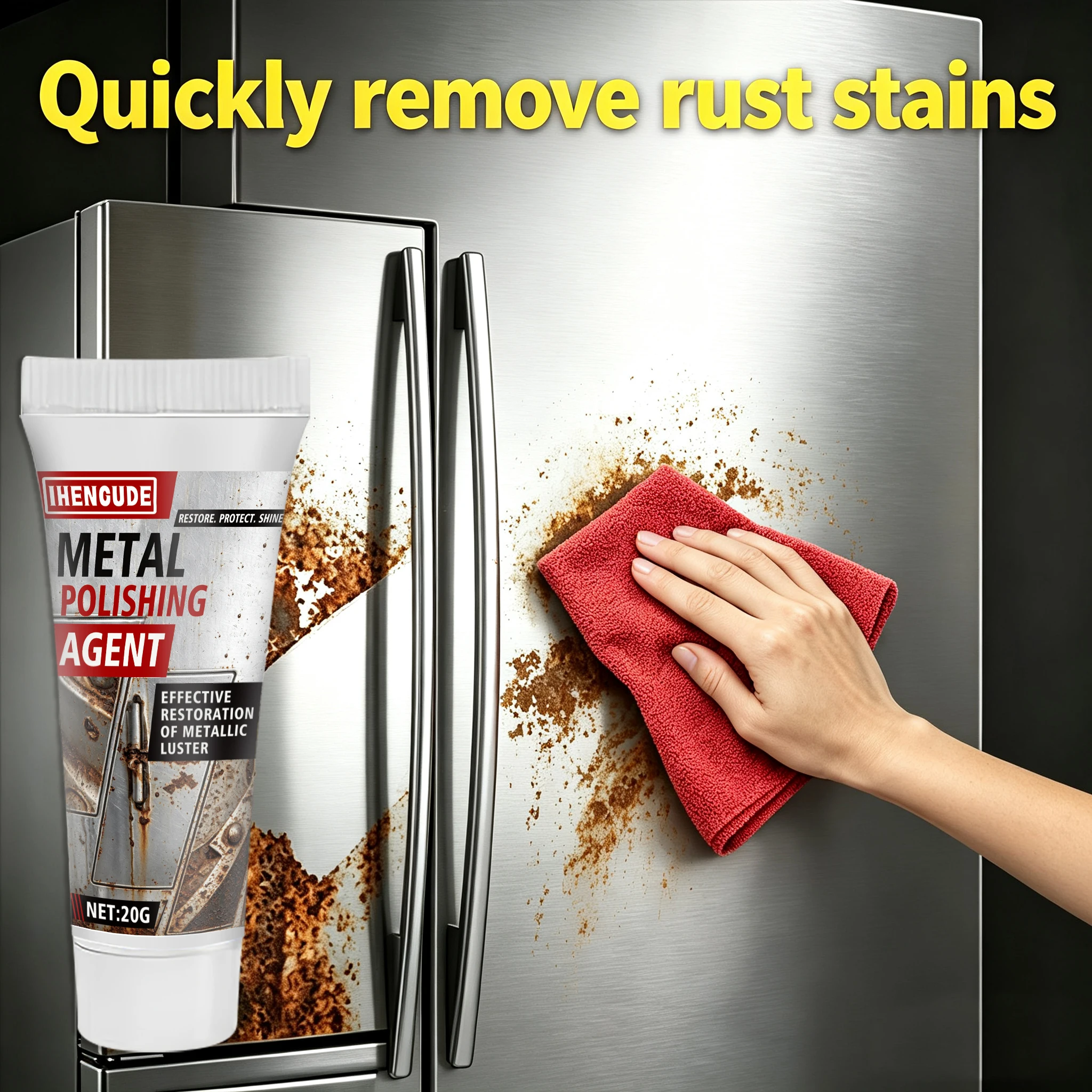 Metal Rust Removal and Anti-Rust Paste Uses a Powerful and Fast-Acting Metal Protection Formula, Which Can Form a Long-Lasting Anti-Rust Barrier for Refrigerators, Sinks, Scissors, and Various Metal Surfaces