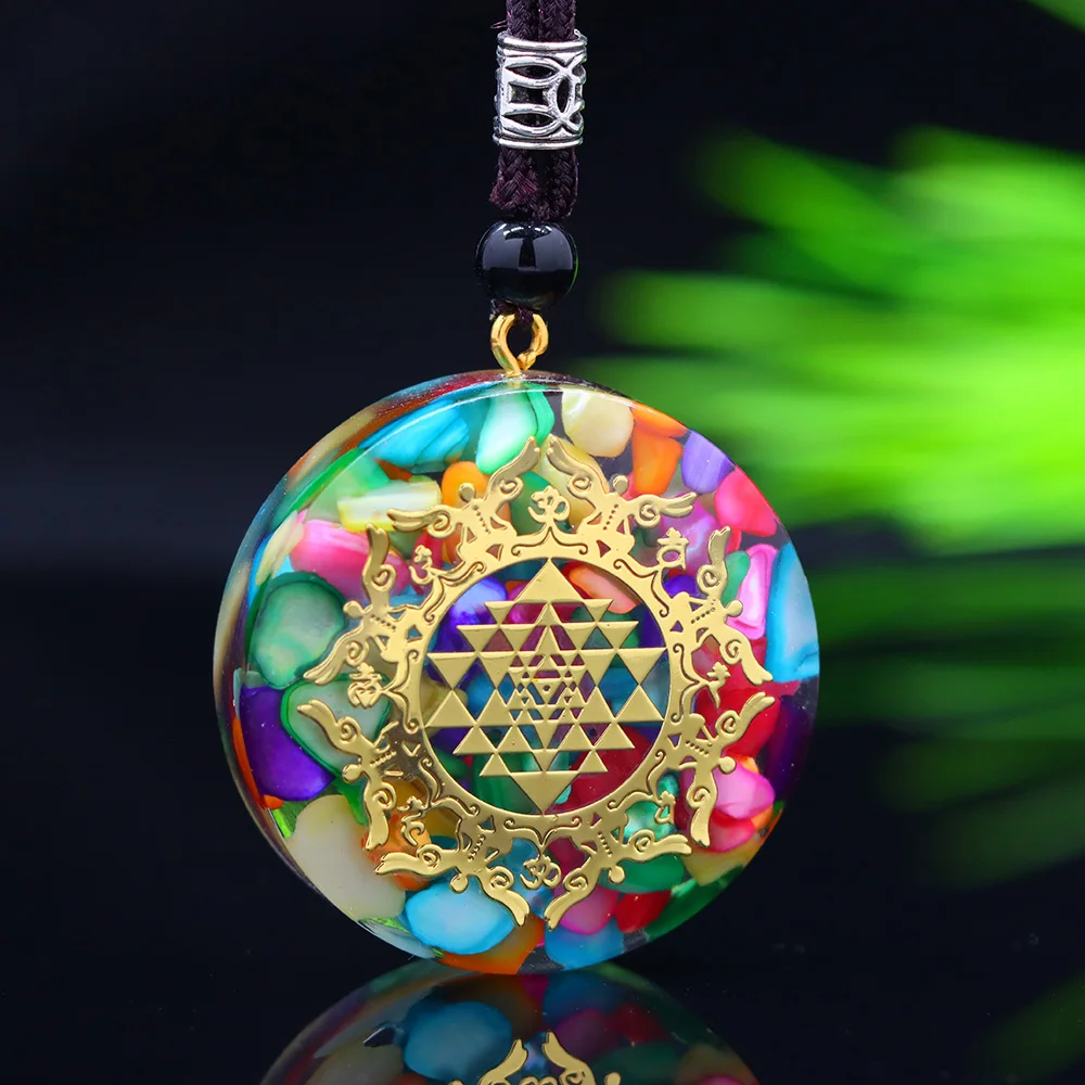 Orgone Pendant Necklace Energy EMF Radiation Protection Colorful Stones Healing Reiki Chakra Natural Stone Necklace Meditati