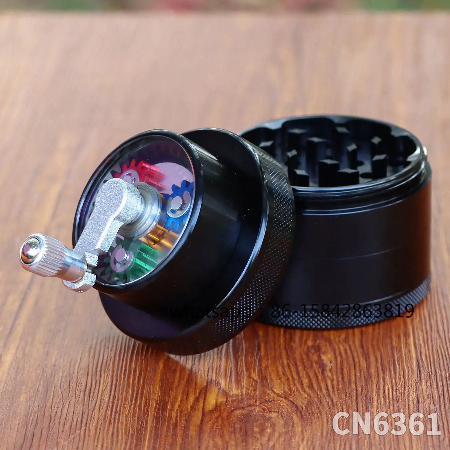 63Mm Four-layer Hand-crank Smoke Grinder Sunroof Metal Shredded Pipe Grass Grinder