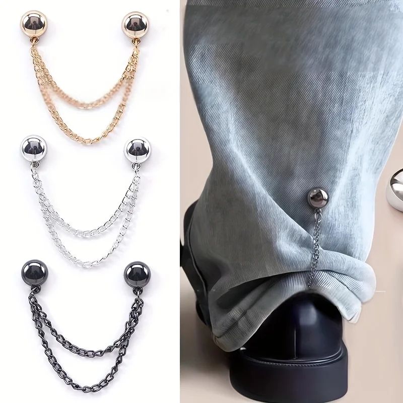 6 Stück Multifunktionale Magnetische Kleidungsclips mit Kette, Metallknöpfe, Clip für Kleidung, Schals, Hosenbeine, Manschettenbefestigung, Magnetnadel – Detail 3