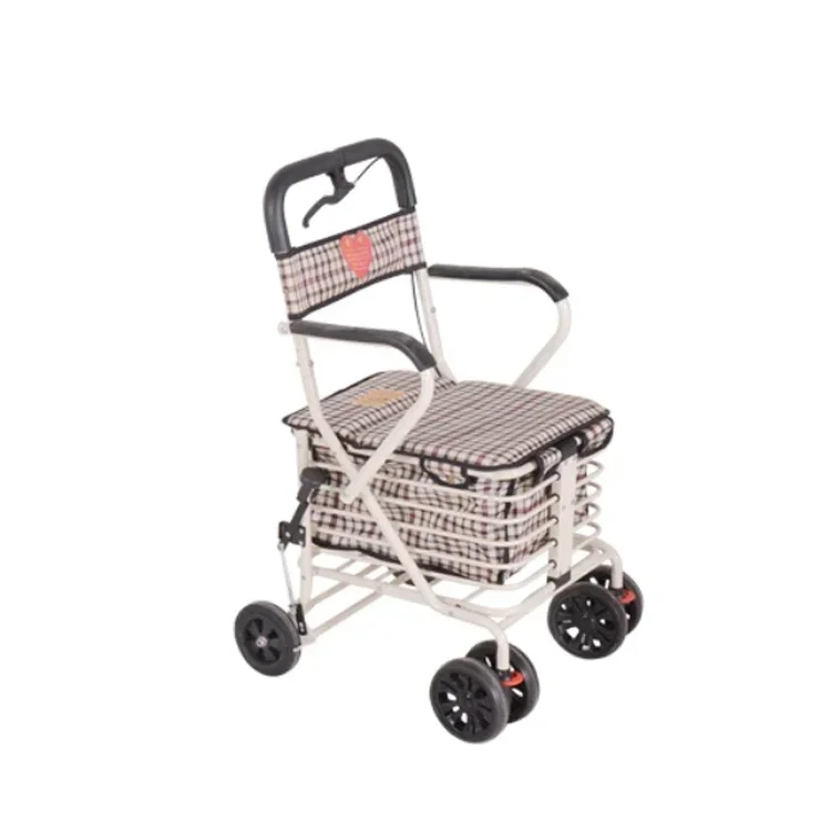 Foldable elderly walker shopping  with seat for elderly walker rollator shopping