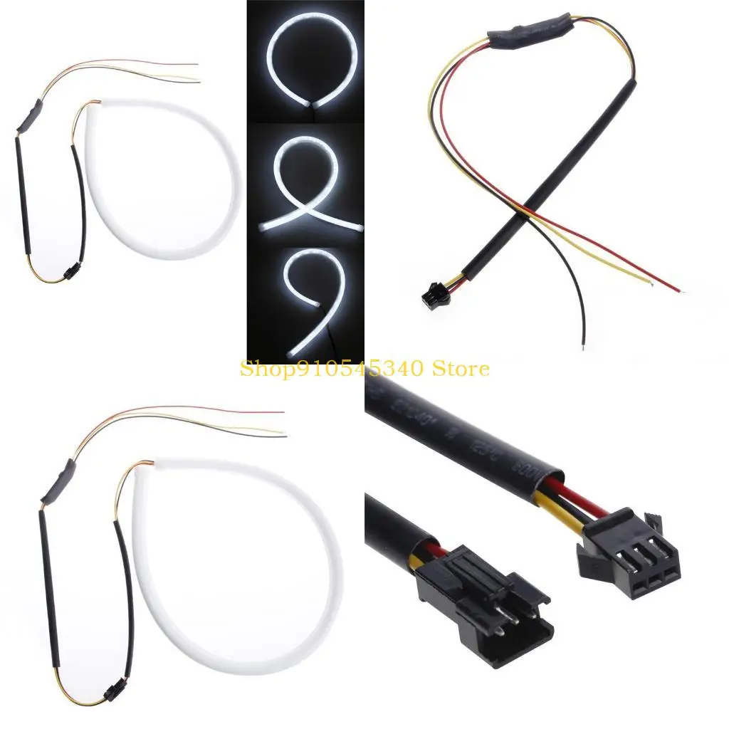 

U2JA for Style for DC 12V DRL LED Strip White Amber Tube Headlight 2x