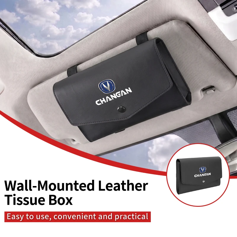 Leather Car Seat Back Tissue Box Sun Visor Tissue Box Holder For Changan CS75 CS35 CS15 CS95 RAETON CX70 CS55 EADO CX20 CS16EV