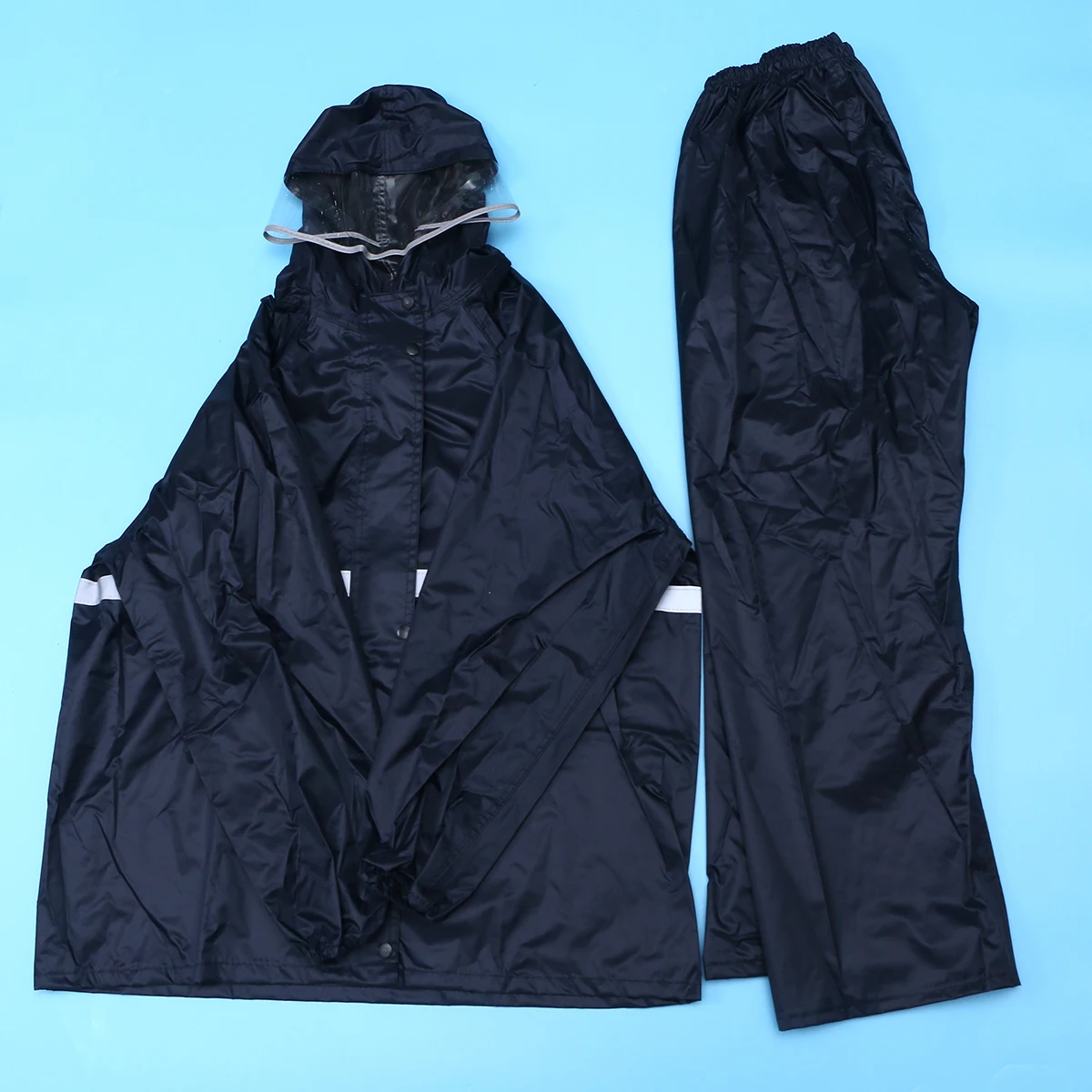 

Thickened Suit With Reflective Stripes Waterproof Raincoat For Adults Cycling Rain Poncho Rain Pants Set Xxxl Polyester