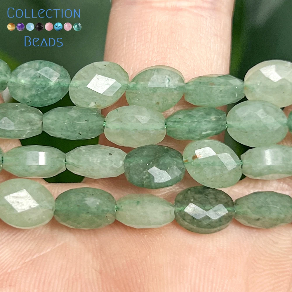 23pcs 6x8mm Natural Green Aventurine Faceted Ellipse Loose Spacer Beads for Jewelry Making DIY Bracelet Necklace Accessories