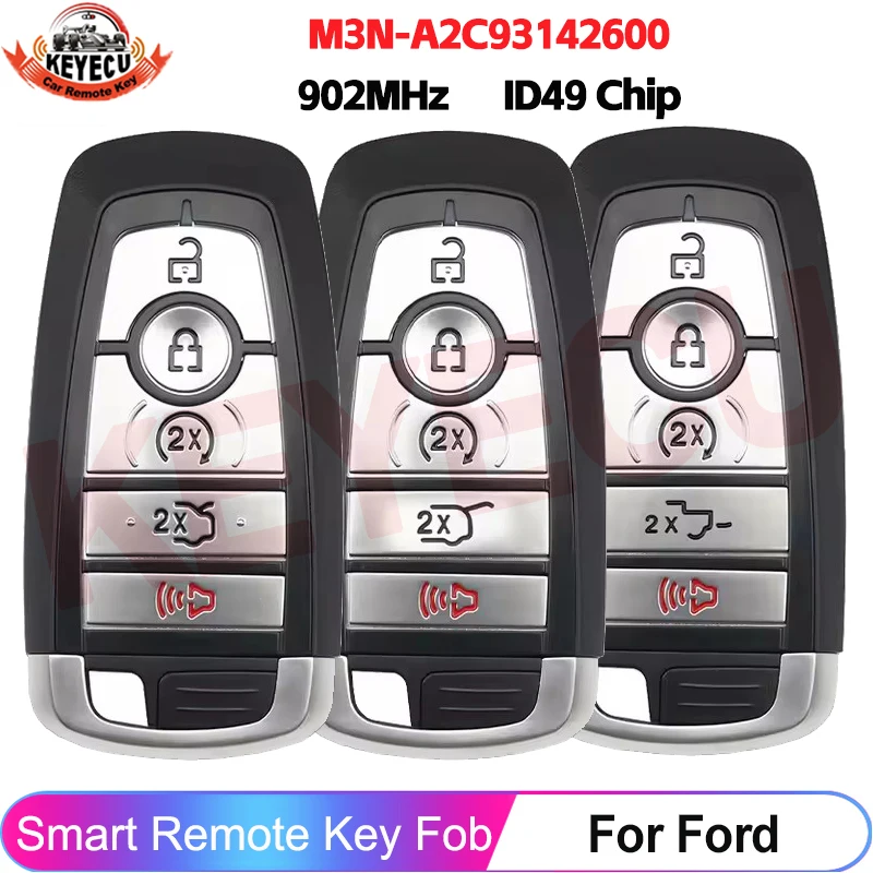 

KEYECU 902MHz ID49 Chip M3N-A2C93142600 For Ford F150 F250 Edge Fusion Expedition Explorer Mustang 2017 - 2020 Smart Key Remote