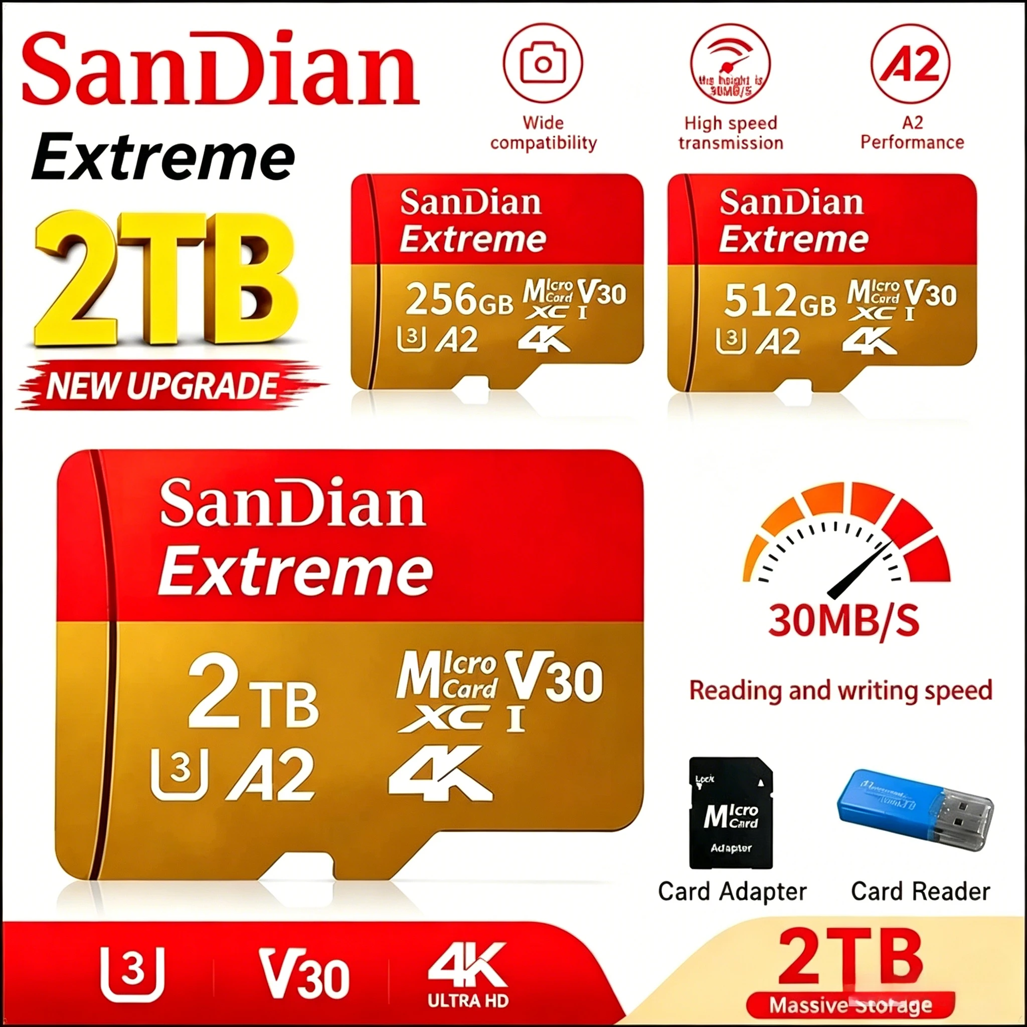 

2026 1TB Micro TF/SD Card Memory Card 128GB 256GB Mini Memory Card Class10 For Camera/Phone/Drone