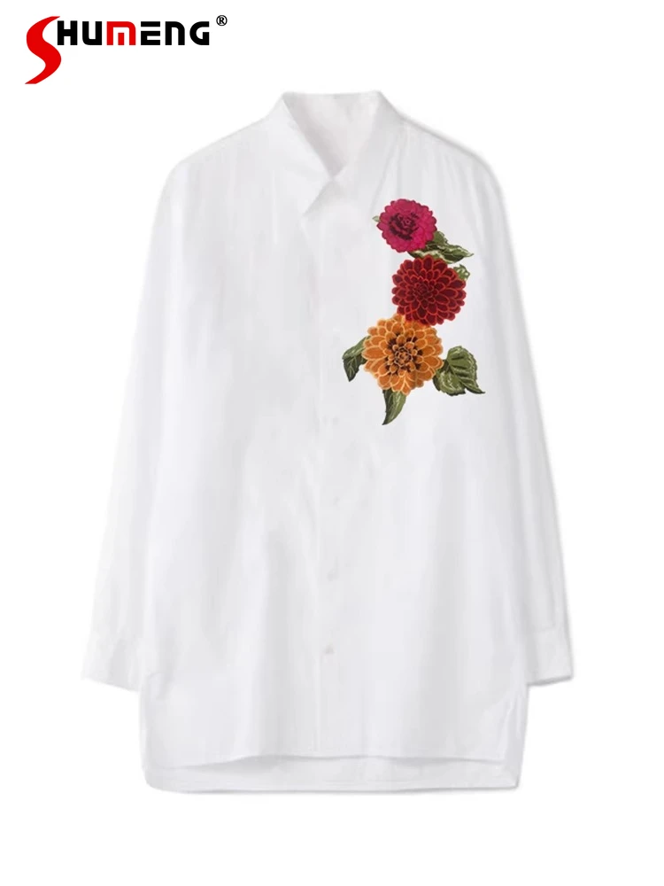 

Couple 2025 Autumn New Original Embroidered Shirts Stylish Floral Embroidered Long Sleeve Shirt Embroidered Loose Comfort Tops