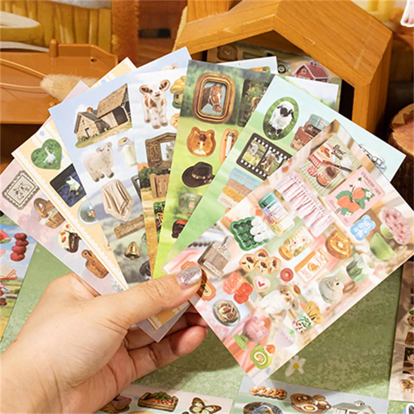 Matte Coated Sticker-Book for Scrapbooking Journaling Lovers Pastoral Scene DIY Decals Aesthetic Nature Stickers
