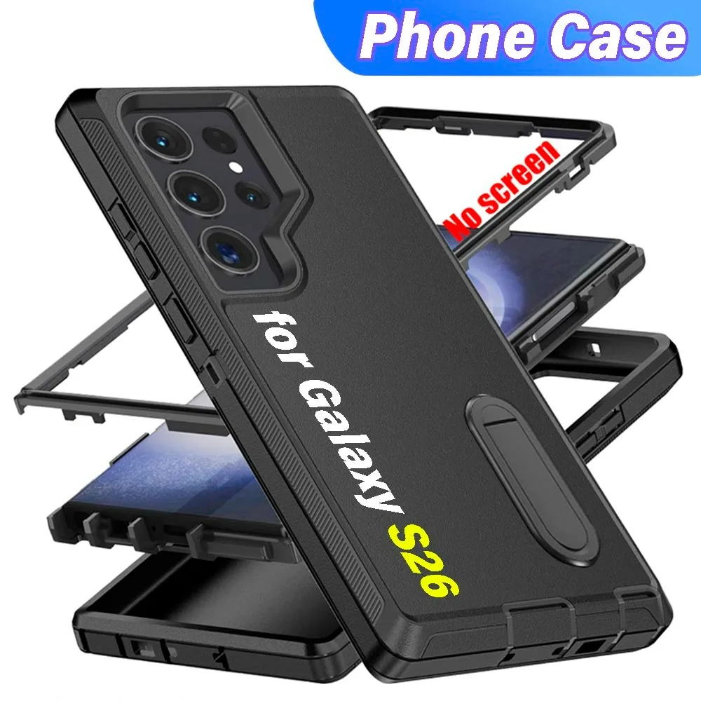 Phone Case for Samsung Galaxy S26 Ultra Plus Heavy Duty Shockproof Anti-Scratch Rugged Protective Cover with Kickstand S26 Plus