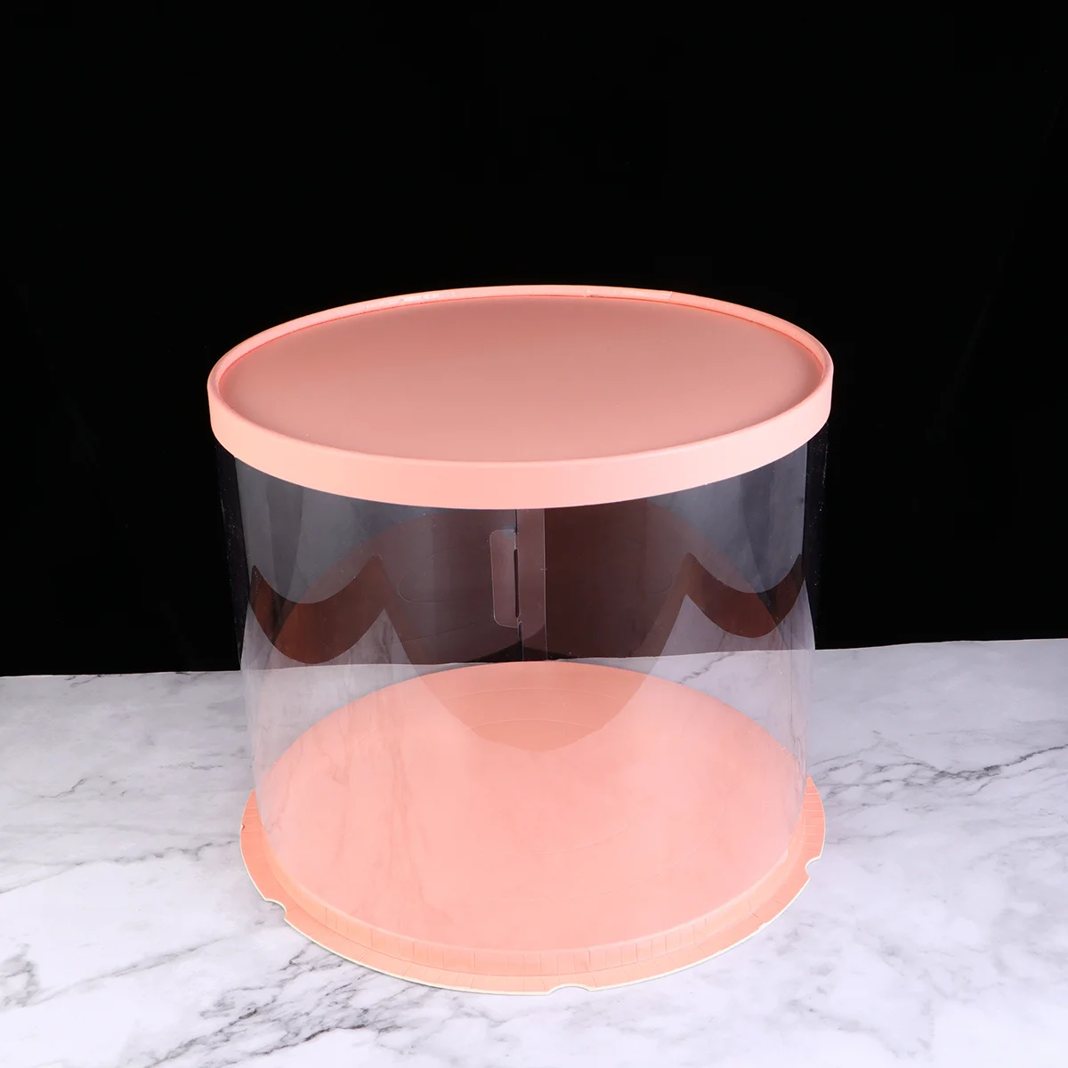

Double-Layer Transparent Cake Box Pink Round 10inch Cake Packaging Boxes Eco-Friendly Paperboard for Home Bakery Parties