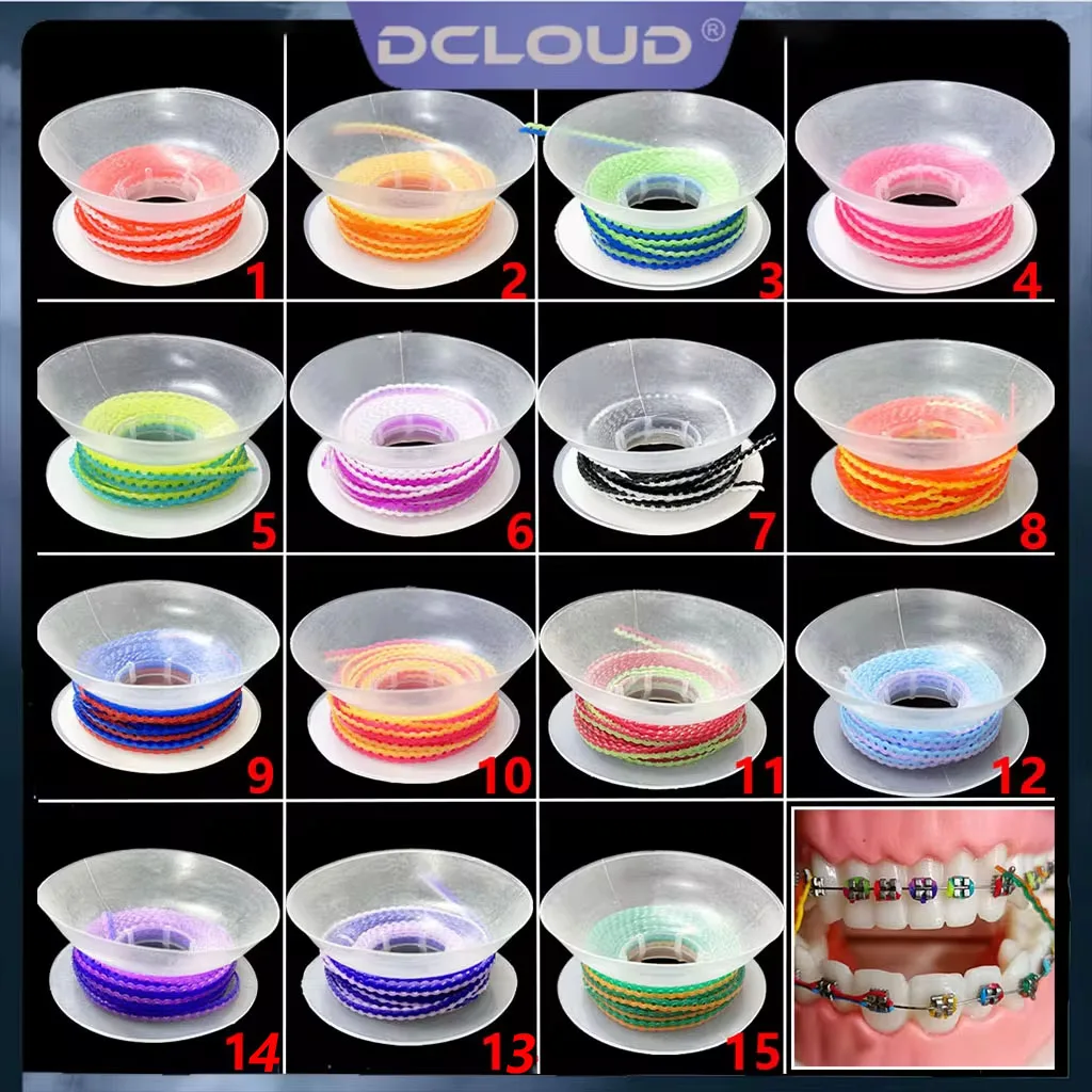 15Feet/Roll Dental Orthodontic Elastic Ultra Power Chain Two Colored Rubber Band Long/Short/Continuous Dentistry Ortho Materials