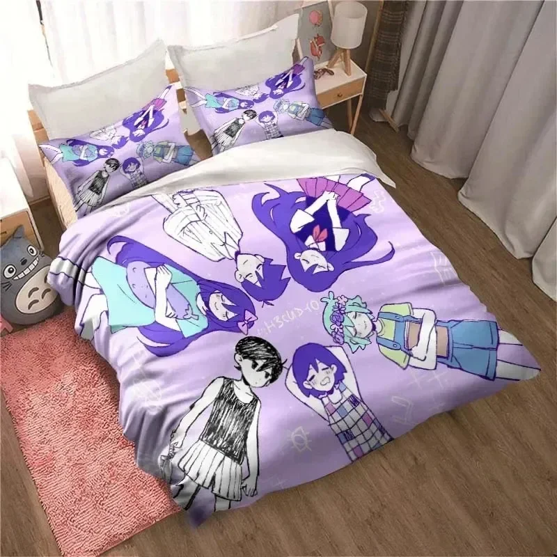 Fashion 3D Printed Anime Omori  Bedding Set All Seasons Double Duvet Cover Set Twin King Size Bedclothes Home Textile