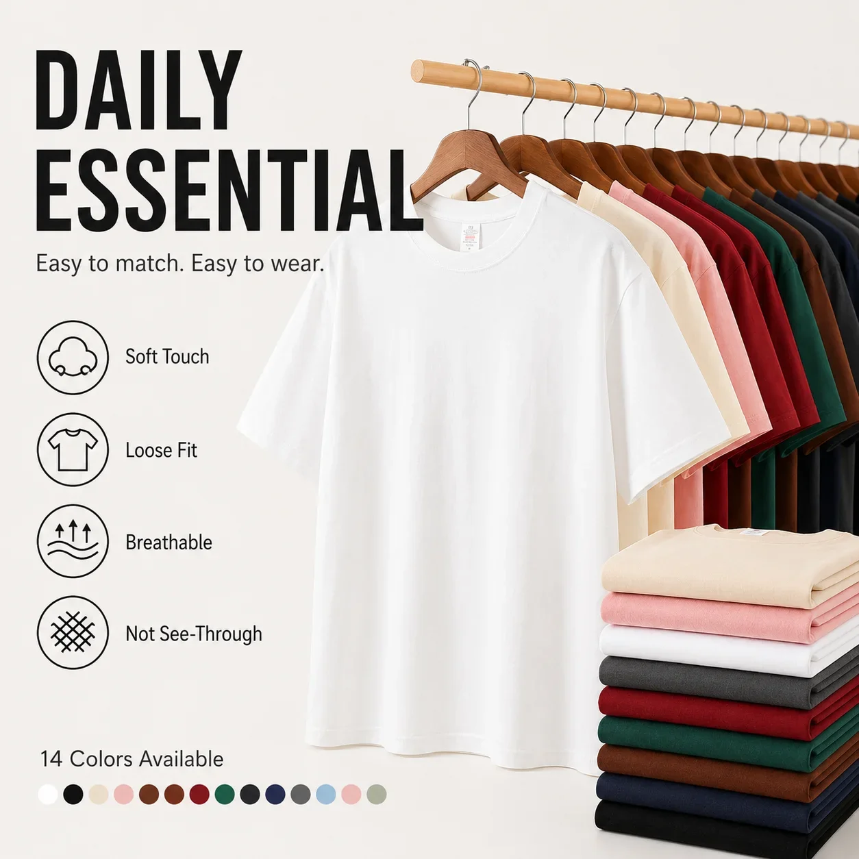 230GSM Heavyweight 100% Cotton T-Shirt 1/3/5/10 Pack Hide Belly Loose Fit Thick Streetwear Short Sleeve Solid Basic Casual Tee