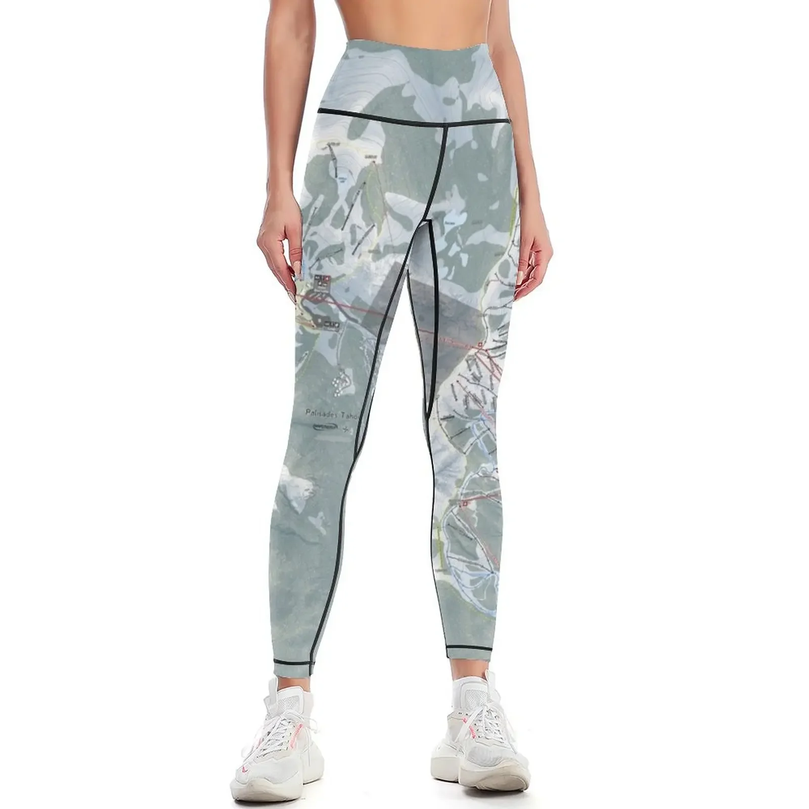 

Palisades Tahoe Resort Trail Map Leggings for girls Female legging pants Sports female Training pants Womens Leggings