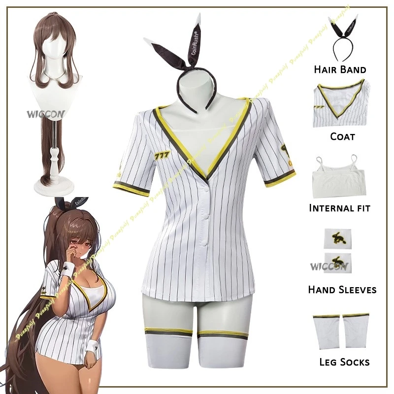 

GODDESS OF VICTORY Leg Socks Cosplay Costumes White Hair Band Top Dress Girls Anime Games Stripes Sling Sexy Christmas Halloween