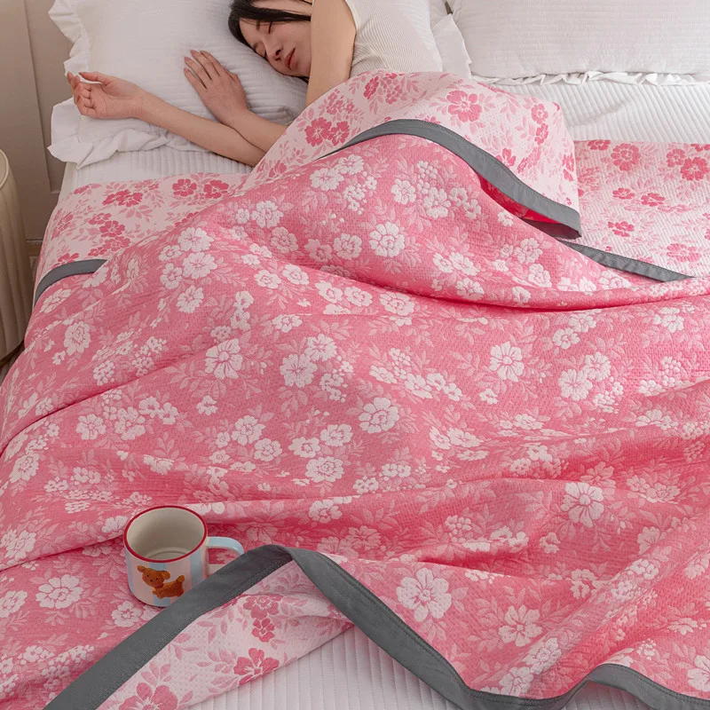 

Three-Layer Pure Cotton Gauze Soft Cooling Mat Bed Cover Blanket Summer Lightweight Breathable Sofa Nap Blanket Small Quilt