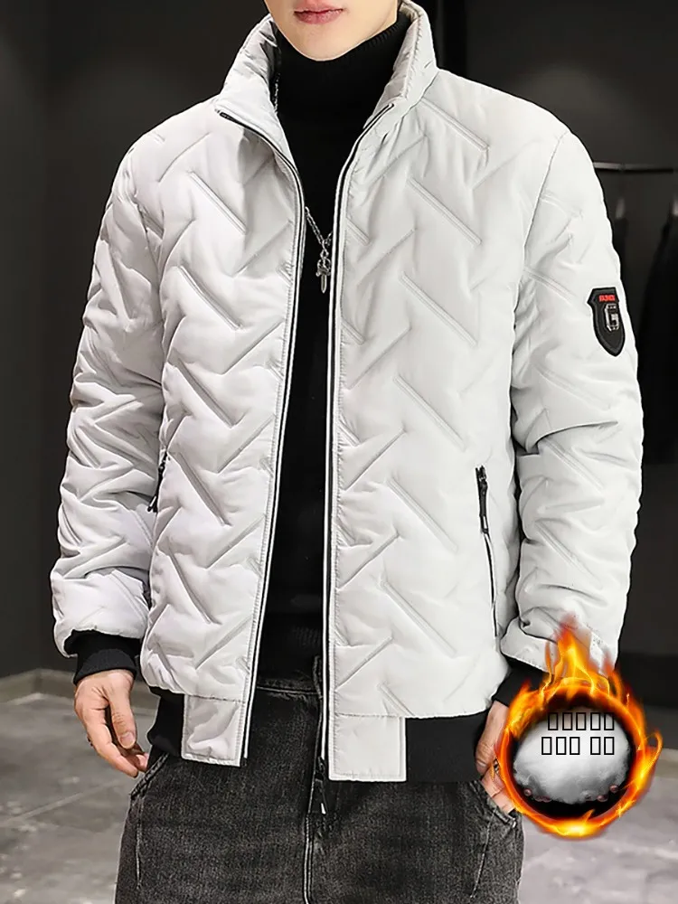 

Men's Winter Thiened Warmth down Cotton Jaet Faionable Korean Sle Autumn Winter Versatile Cold Resistance Cotton Coat