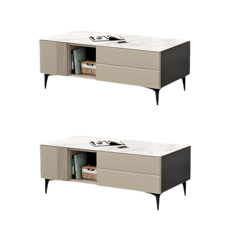 

TV cabinet living room modern simple coffee table combination TV cabinet floor cabinet small apartment rock slab light luxury