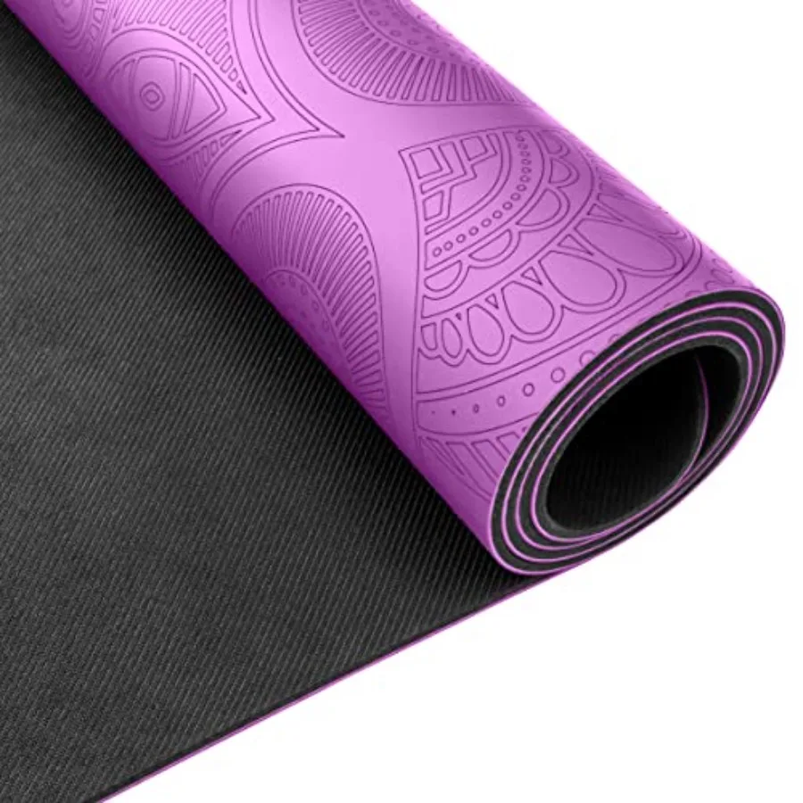 

Premium Mat - Extra Long Yoga Mat for All Yoga Types - Non-Slip Workout Mat in Natural Beige - Eco-Friendly Travel-Ready with P
