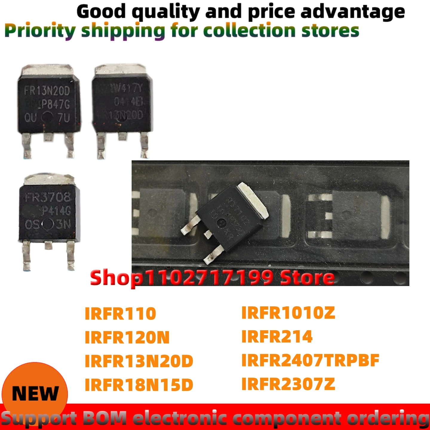 One pack is 10 pieces IRFR110 IRFR120N IRFR13N20D IRFR18N15D IRFR1010Z IRFR214 IRFR2407TRPBF IRFR2307Z