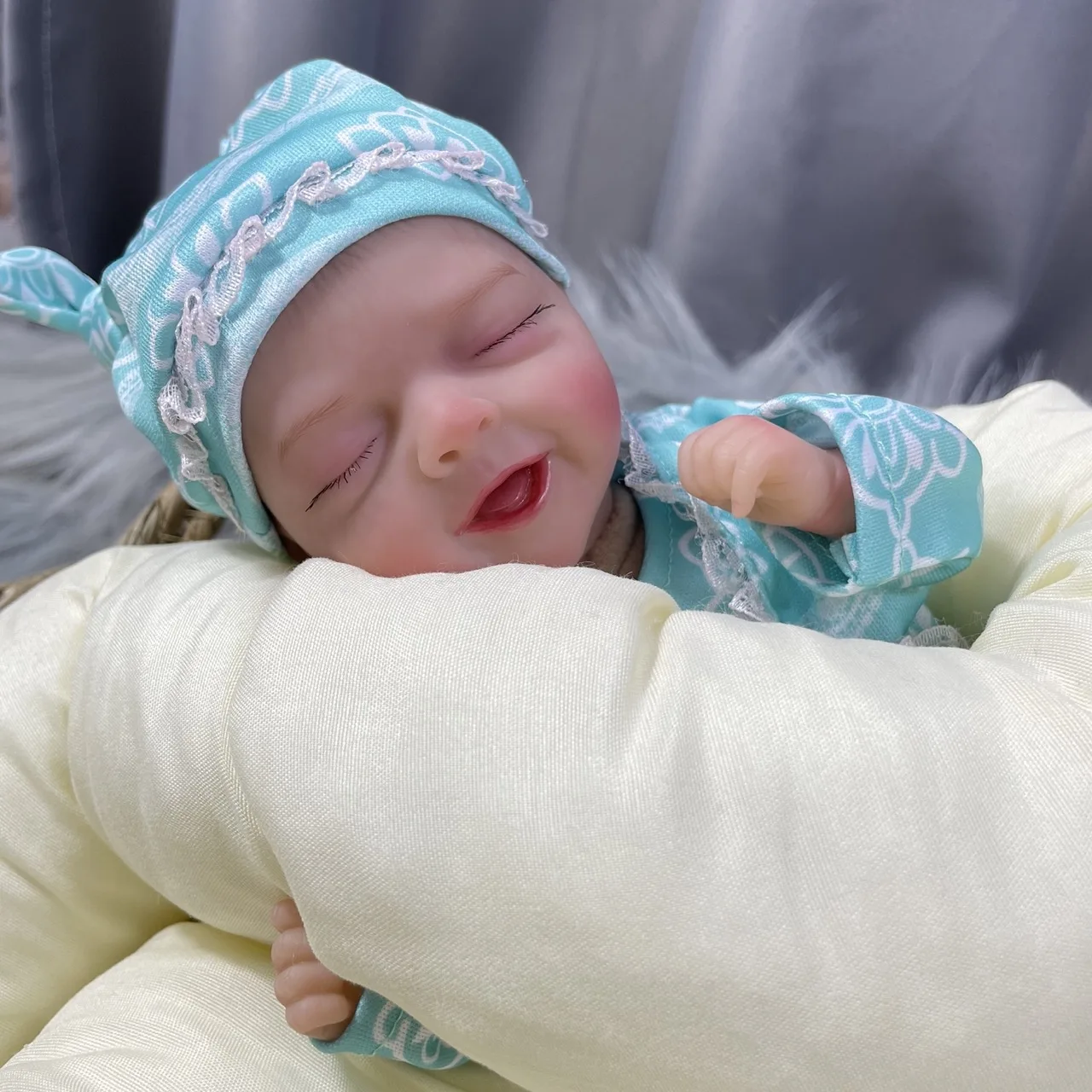 ตุ๊กตาทารกรีบอร์นมินิ12นิ้ว30ซม. ตุ๊กตาของขวัญคริสต์มาสทำมือสัมผัสสมจริงผิว3D ของสะสมของเล่นตุ๊กตาของขวัญคริสต์มาส