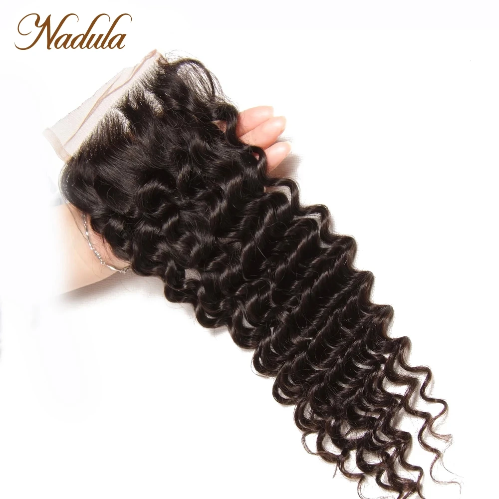 Nadula Hair Peruvian Deep Wave Bundles With Closure 4*4 Free Part Closure With Peruvian Human Hair Weaves 3 Bundles With Closure