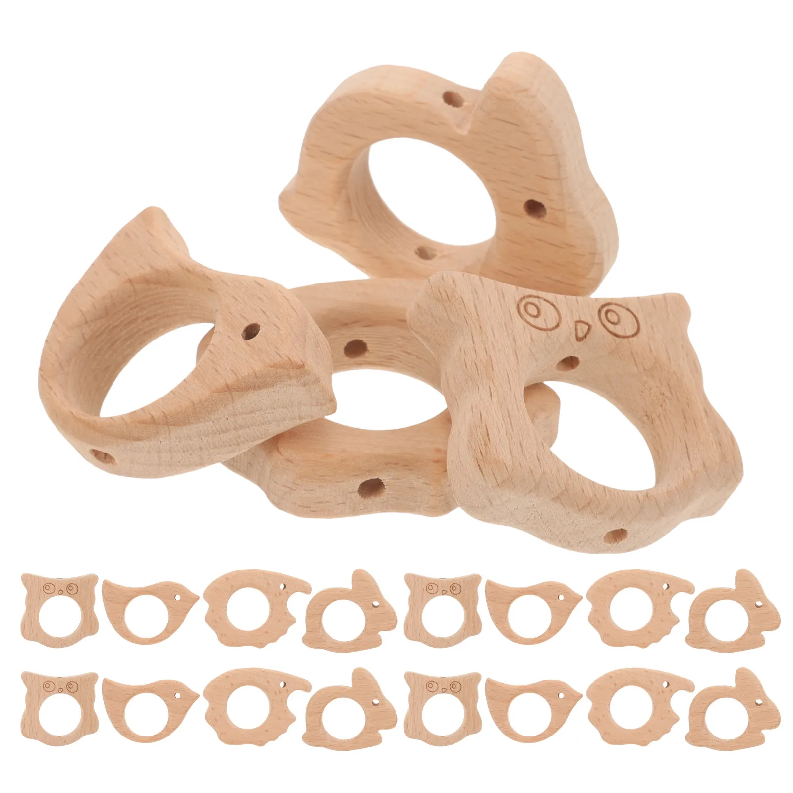 20 Piezas de Madera Natural para Bebés, Mordedores de Madera para Bebés, Discos de Madera para Bebés