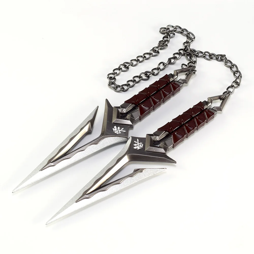 62cm Kuronami No Yaiba Level 2 Kunai VALORANT Game Peripherals Full Metal Double Kunai Ninja Agents Melee Weapon with Chain Toys