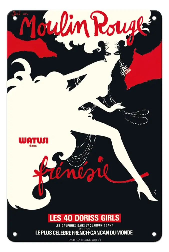 Pacifica Island Art Cabaret - Paris France - Watusi Dance - 40 Doriss Girls - - Vintage Cabaret Casino Poster by René Gruau c.19