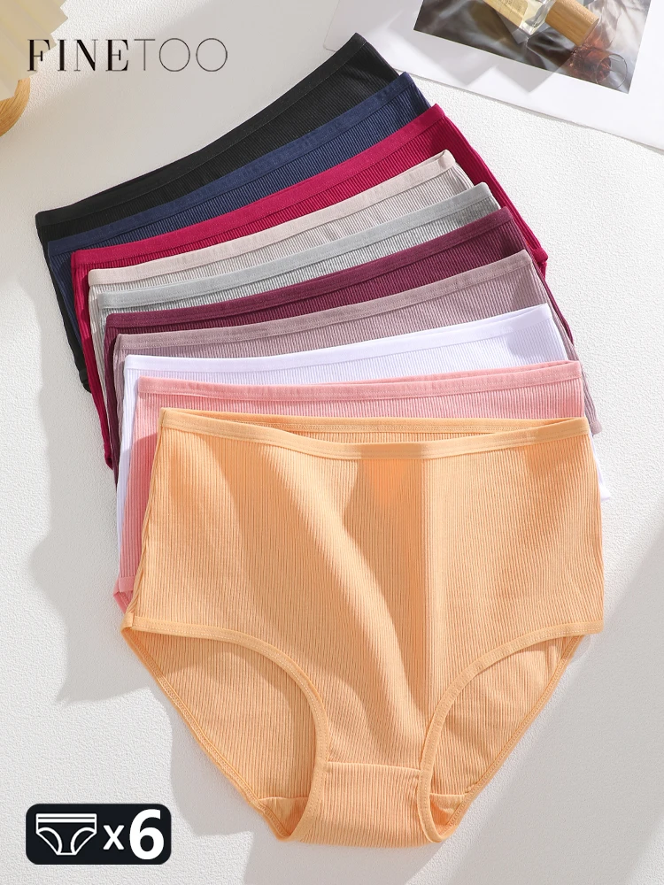 S-XXL Baumwollhöschen für Damenunterwäsche, große Größe, gestreifte Slips, hohe Taille, atmungsaktiv, einfarbig, Unterhose, Mädchen-Dessous