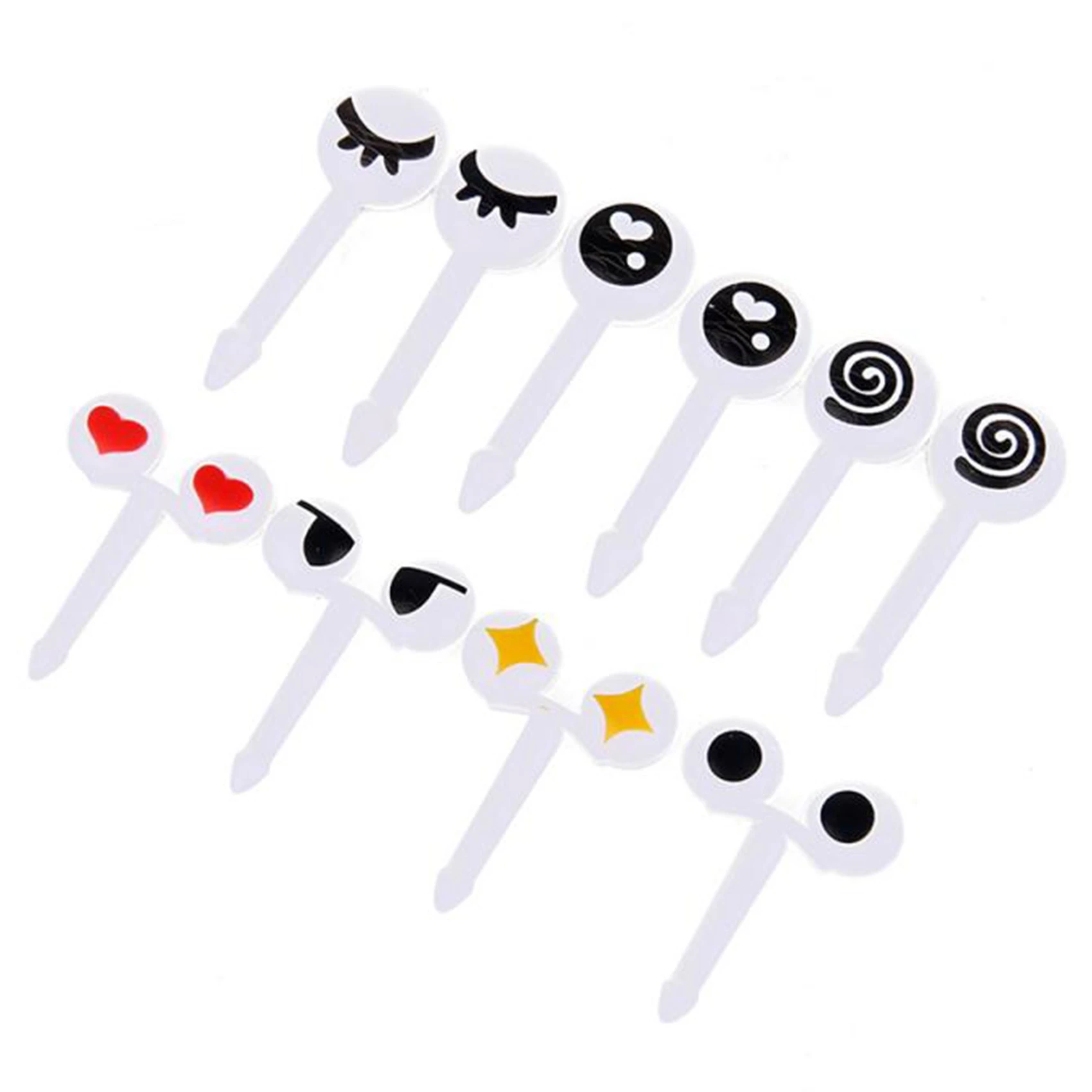 10 Pieces of Mini Cute Cartoon Eyes Lunch Box Decoration Fork Fruit Fork Dessert Fork