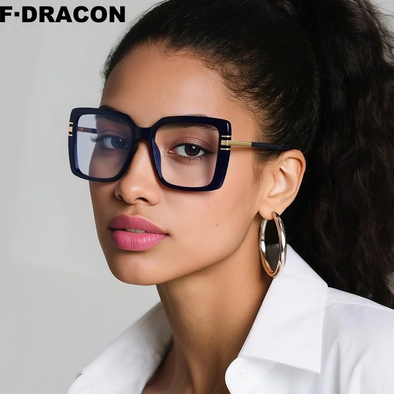 

F·DRACON Retro TR90 Eyeframe Fashion Large Box Women's Eyeframe Retro Anti Blue Light Optical Prescription Eyeframe Women 2270