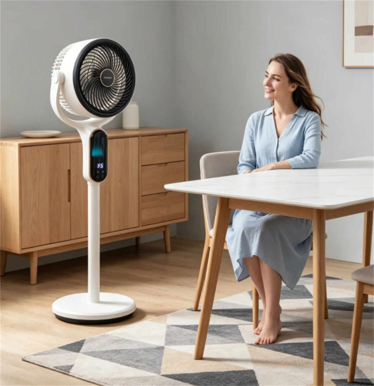 Adjustable Height Standing Fan with Remote Control, 8 Speed Quiet Floor Fan LED Touch Panel 12H Timer Oscillating Pedestal Fan for Home Bedroom Office