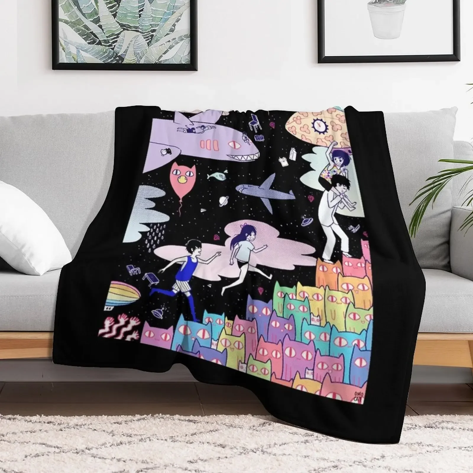 omori Tshirt - omori fanart game sticker sticker poster Throw Blanket Shaggy Furry Soft Blanket for Bedroom Living Room