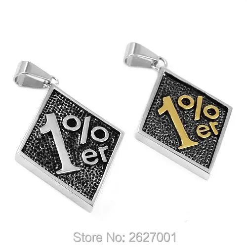 Wholesale Black Red Blue Yellow One Percent Pendant Stainless Steel Jewelry Classic 1% ER Biker Mens Women Pendant SWP0063A