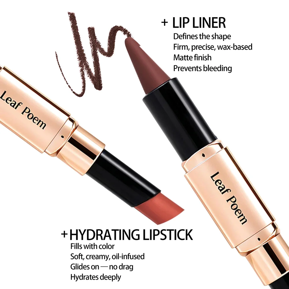 Dual‑Head Matte Lipstick Lip Liner Pen, 2‑in‑1 Lip Definer & Lip Color Stick, Smooth Lip Makeup for Daily Party Use - view 4