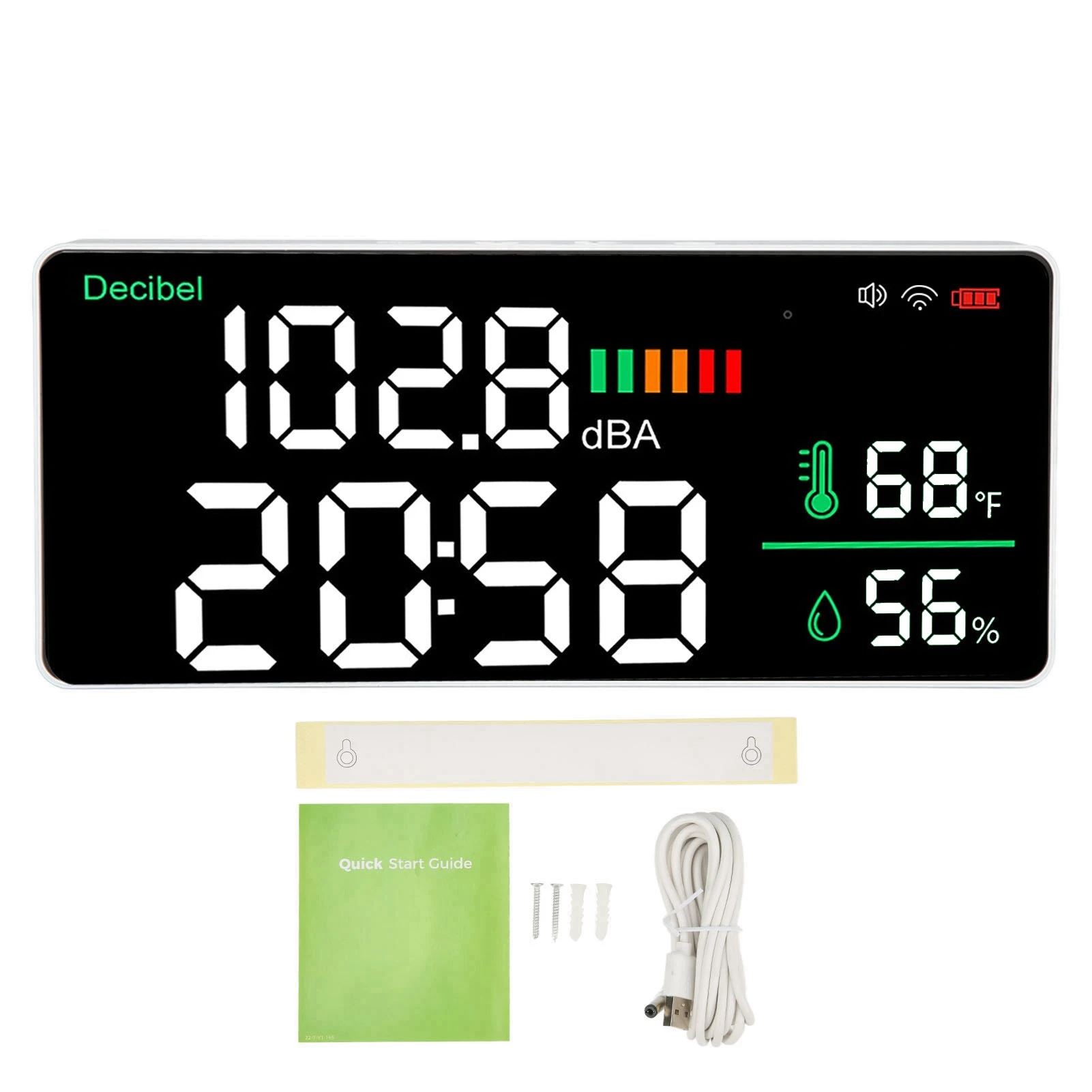 Noise Meter Temperature Humidity Measurement 2.4G WiFi 30 To 130dB Time Display 11 Inch LED Screen Sound Level Meter for Home
