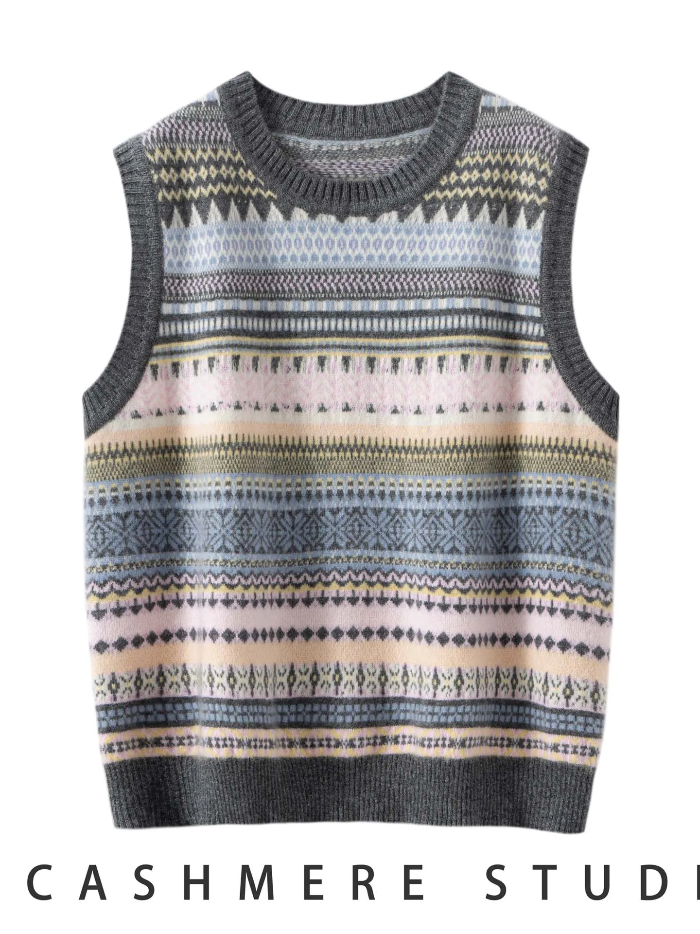 

00 Pure Camere Svel круглый вязаный жилет, свободный женский топ, осень-зима, новый повседневный удобный свитер