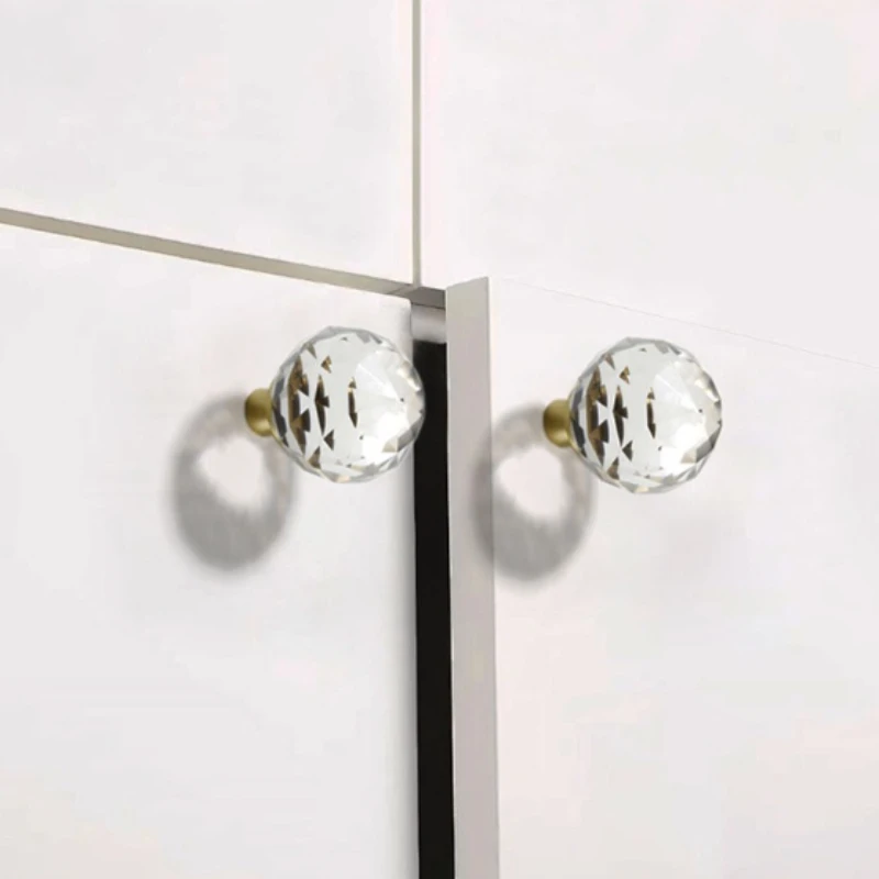 Kristallglasgriffe für Möbelschränke, achteckige Form, Griffe aus Messing für Kommode, Küchenschrank, Schublade, Türgriff, Hardware. – Detail 7
