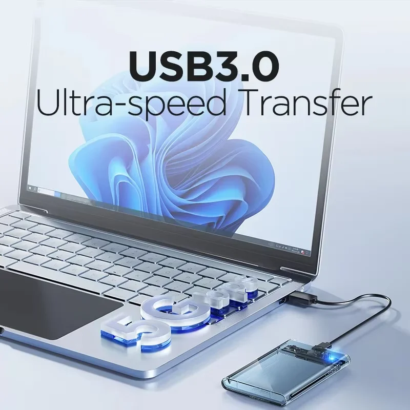 2.5インチ HDD SSDケース SATA - USB 3.0 Type C 透明 6Gbps 最大 外付けハードドライブハウジング UASP SATA III対応 ノートパソコン用,2.5 Inch HDD SSD Case SATA to USB 3.0 Type C Transparent 6Gbps Max External Hard Drive Housing Compatible UASP SATA III Lapto
