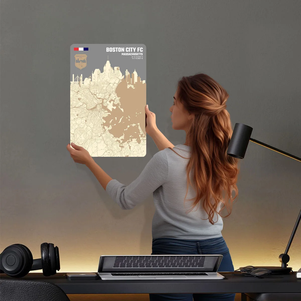 بوسطن سيتي Fc ماساتشيت علامات معدنية خريطة ملصق ديكور لتزيين الغرفة مخصص صفيح تسجيل ل جدار الفن الديكور الرجعية