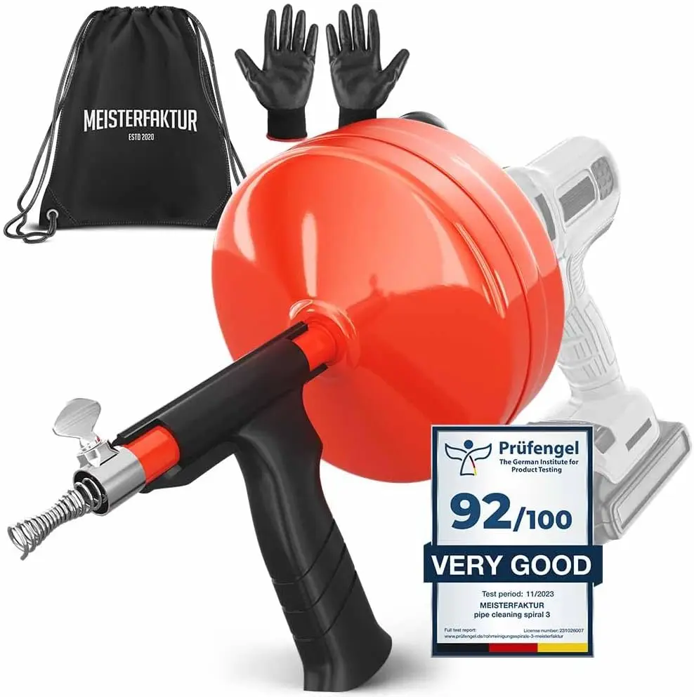 

Прочистная витая трубка 2.0 [50 футов] - с насадкой для дрели - Идеальная прочистная витая трубка для устранения засоров в раковинах и стоках - Прочный канализационный шнек для прочистки.