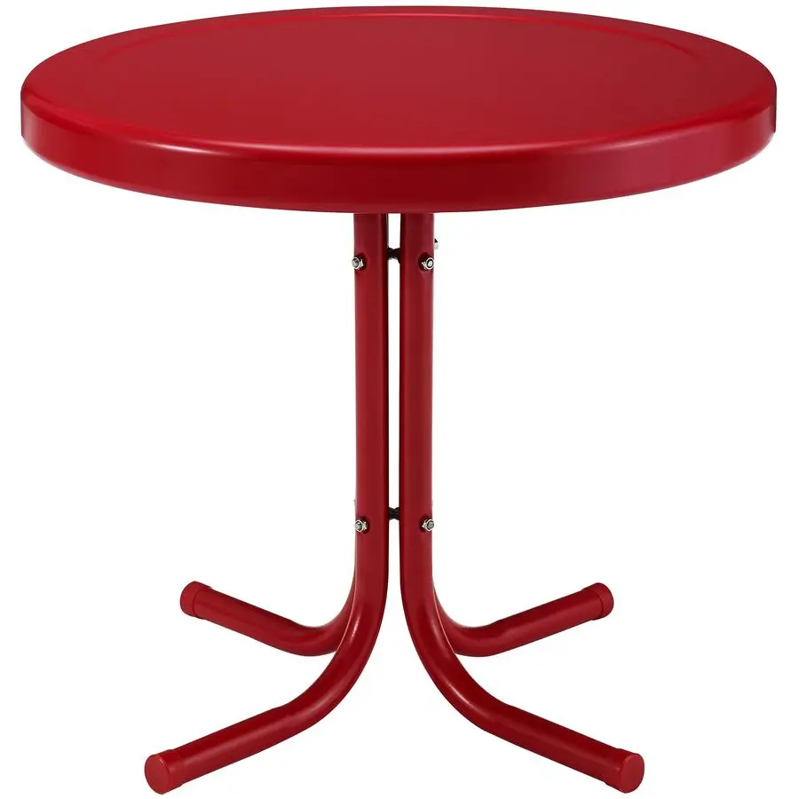 

Furniture Griffith Weather Resistant Retro Metal Outdoor Side Table for Patio, Deck, Porch, Red