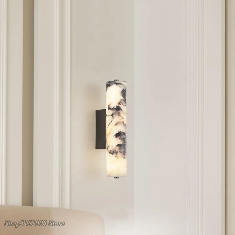 Italienische Marmor-Wandleuchten für Schlafzimmer, Nachttisch, Schwarz, Modern, Luxuriös, Naturstein-Wandlampe, Wohnzimmer, Flur, Deko-Wandleuchte