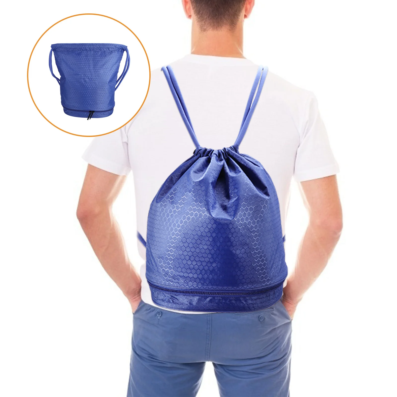 

1Pcs Swimming Backpack Drawstring Waterproof Dry Wet Separation Bag Large Capacity Sports Gym Travel Pack Sack for Outdoor