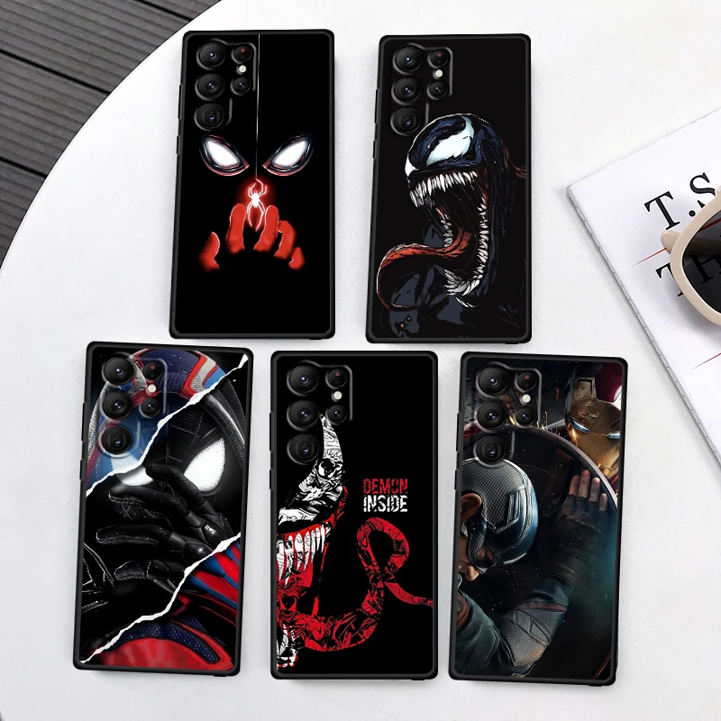 

Marvel Iron Man Hero Venom For Samsung Galaxy S24 S23 S22 S21 S20 FE S10 S10E Plus Ultra Pro Lite 5G Black Back Phone Case